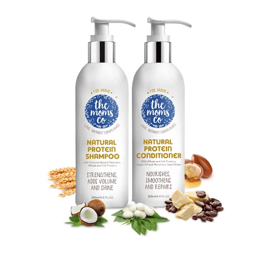 The Mom’s Co. Natural Protein Hair Care Bundle with Wheat, Silk Protein and Argan Oil -1