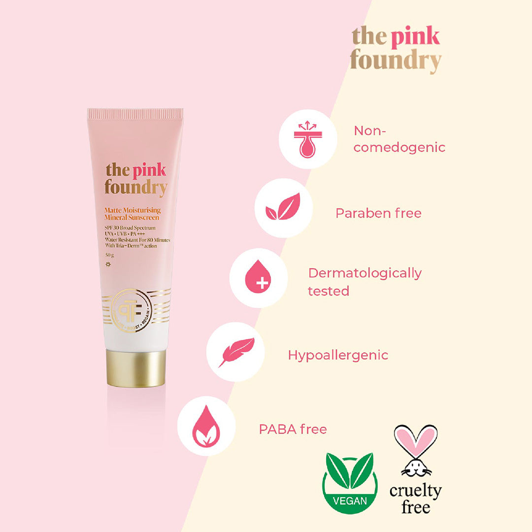 The Pink Foundry Matte Moisturising Mineral Sunscreen with SPF 30 PA+++