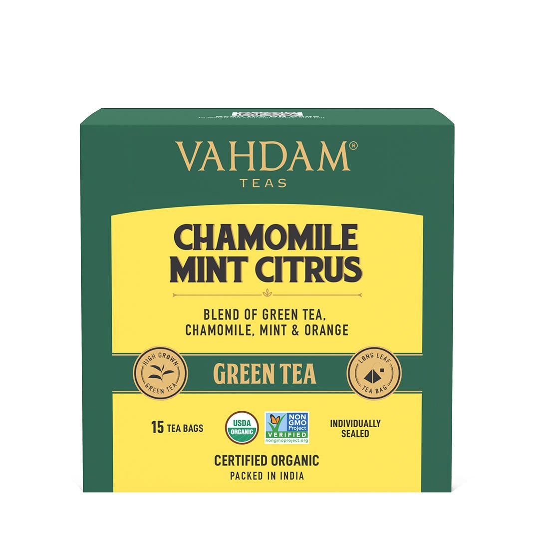 Vanity Wagon | Buy Vahdam Teas Chamomile Mint Citrus Green Tea