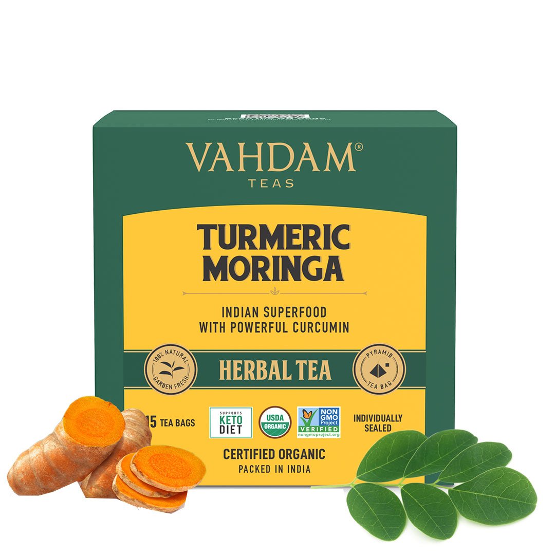 Vanity Wagon | Buy Vahdam Teas Turmeric Moringa Herbal Tea Tisane