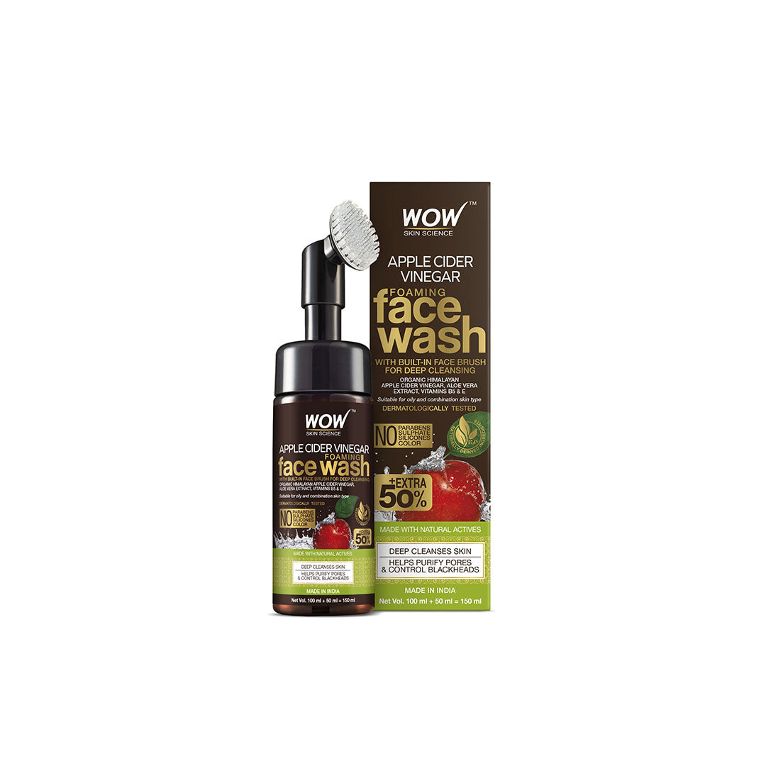 Vanity Wagon | Buy WOW Skin Science Apple Cider Vinegar Foaming Face Wash with Built-In Brush
