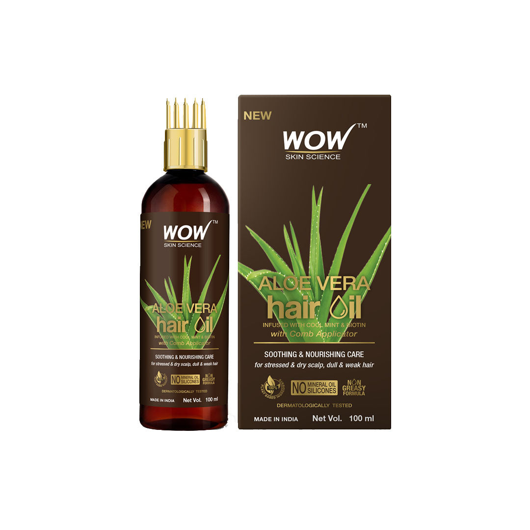 Vanity Wagon | Buy WOW Skin Science Aloe Vera Hair Oil with Comb Applicator