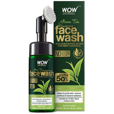 Vanity Wagon | Buy WOW Skin Science Green Tea Foaming Face Wash with Built-In Face Brush