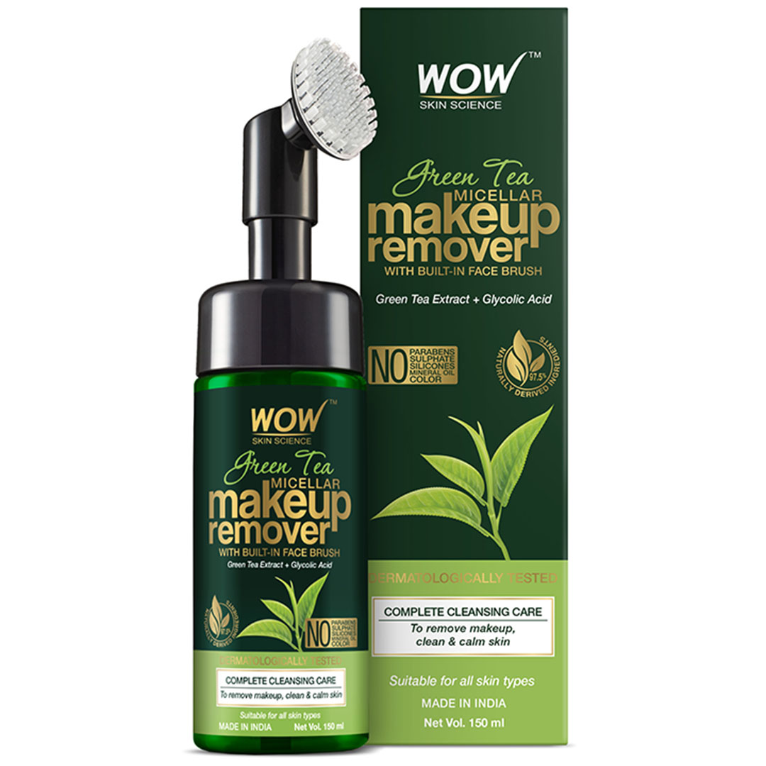Vanity Wagon | Buy WOW Skin Science Green Tea Micellar Makeup Remover with Built-In Face Brush