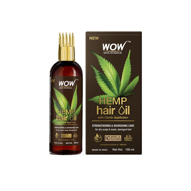 Vanity Wagon | Buy WOW Skin Science Hemp Hair Oil for Dry, Weak & Damaged Hair with Comb Applicator