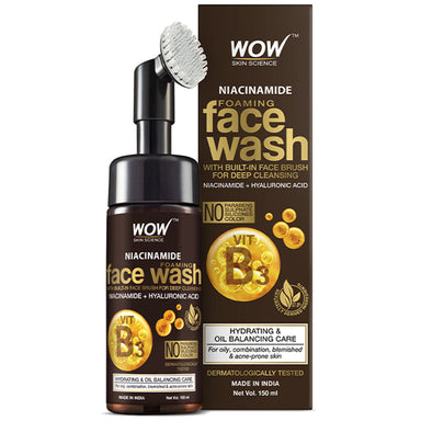 Vanity Wagon | Buy WOW Skin Science Niacinamide Foaming Face Wash with Built-In Face Brush