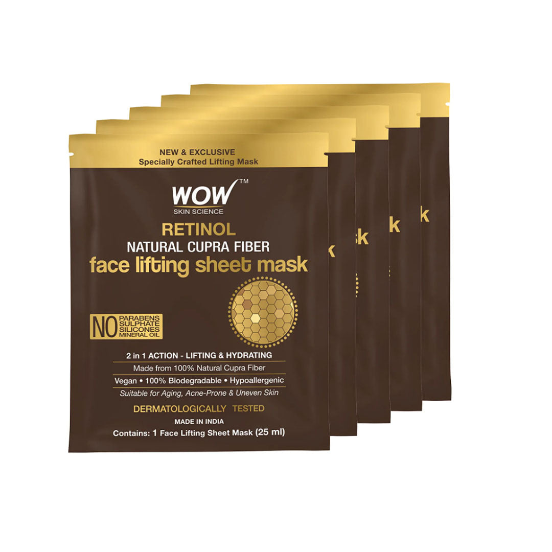 Vanity Wagon | Buy WOW Skin Science Retinol Natural Cupra Fiber Face Lifting Sheet Mask