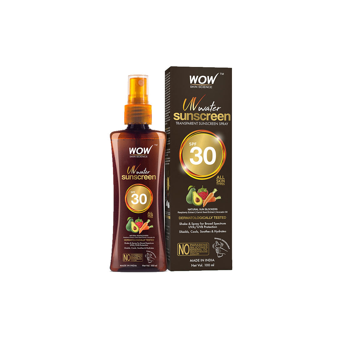 Vanity Wagon | Buy WOW Skin Science UV Water Transparent Sunscreen Spray SPF 30 with Raspberry & Carrot Seed