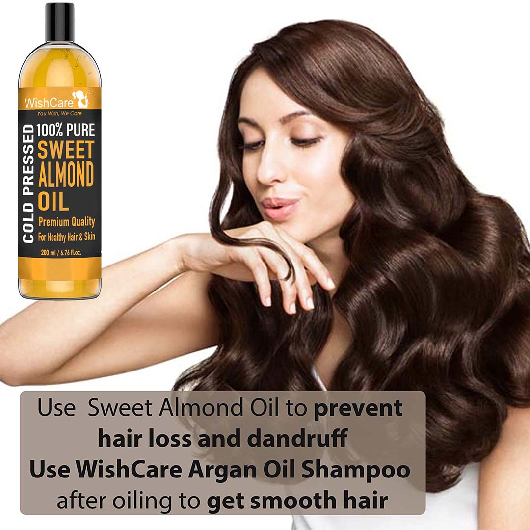 Vanity Wagon | Buy WishCare 100% Pure Cold Pressed Sweet Almond Oil for Healthy Hair & Glowing Skin