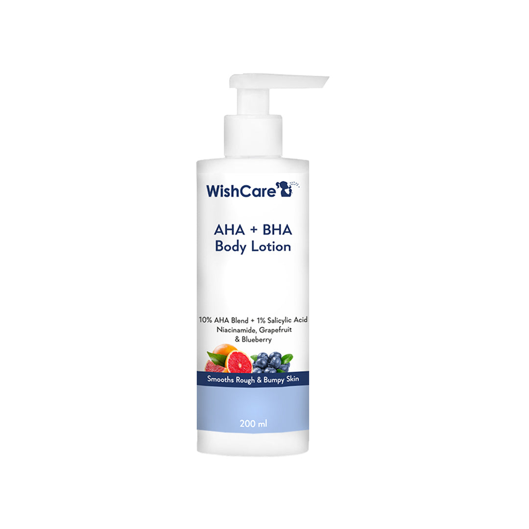 Vanity Wagon | Buy WishCare 10% AHA + 1% BHA Body Lotion With Niacinamide, GrapeFruit & Blueberry