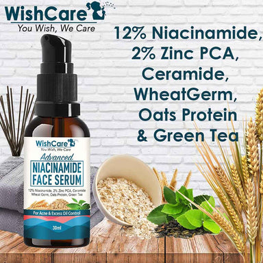 Vanity Wagon | Buy WishCare 12% Niacinamide Serum for Acne Marks, Blemishes & Oil Balancing with 2% Zinc & Oats