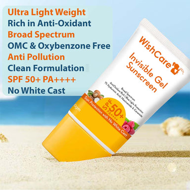 Vanity Wagon | Buy WishCare Invisible Gel Sunscreen SPF50+ PA++++ - Broad Spectrum Protection With No White Cast