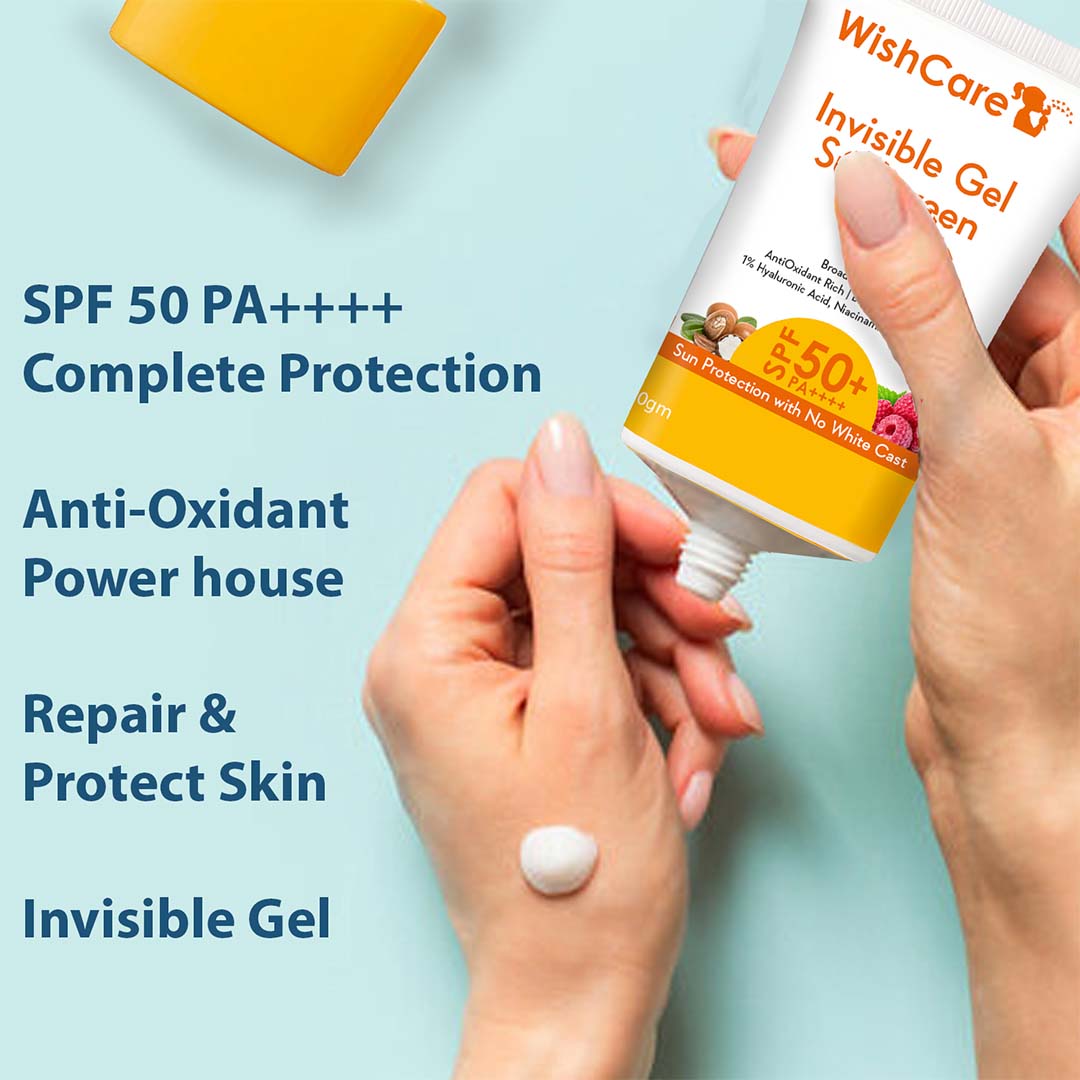 Vanity Wagon | Buy WishCare Invisible Gel Sunscreen SPF50+ PA++++ - Broad Spectrum Protection With No White Cast