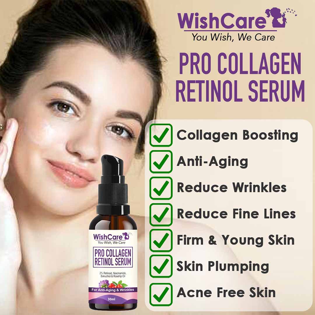 Vanity Wagon | Buy WishCare Pro Collagen Retinol Serum For Anti-Aging, Skin Firming & Plumping Skin With 2% Retinoid, Niacinamide, Shea Butter & Rosehip