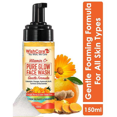 Vanity Wagon | Buy WishCare Vitamin C+ Pure Glow Face Wash with Vitamin C, Hyaluronic Acid, Niacinamide, Oranges, Calendula & Turmeric