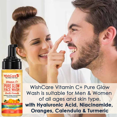 Vanity Wagon | Buy WishCare Vitamin C+ Pure Glow Face Wash with Vitamin C, Hyaluronic Acid, Niacinamide, Oranges, Calendula & Turmeric