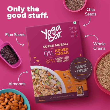 Vanity Wagon | Buy Yoga Bar Super Wholegrain Muesli with Almonds + Seeds, 0% Sugar