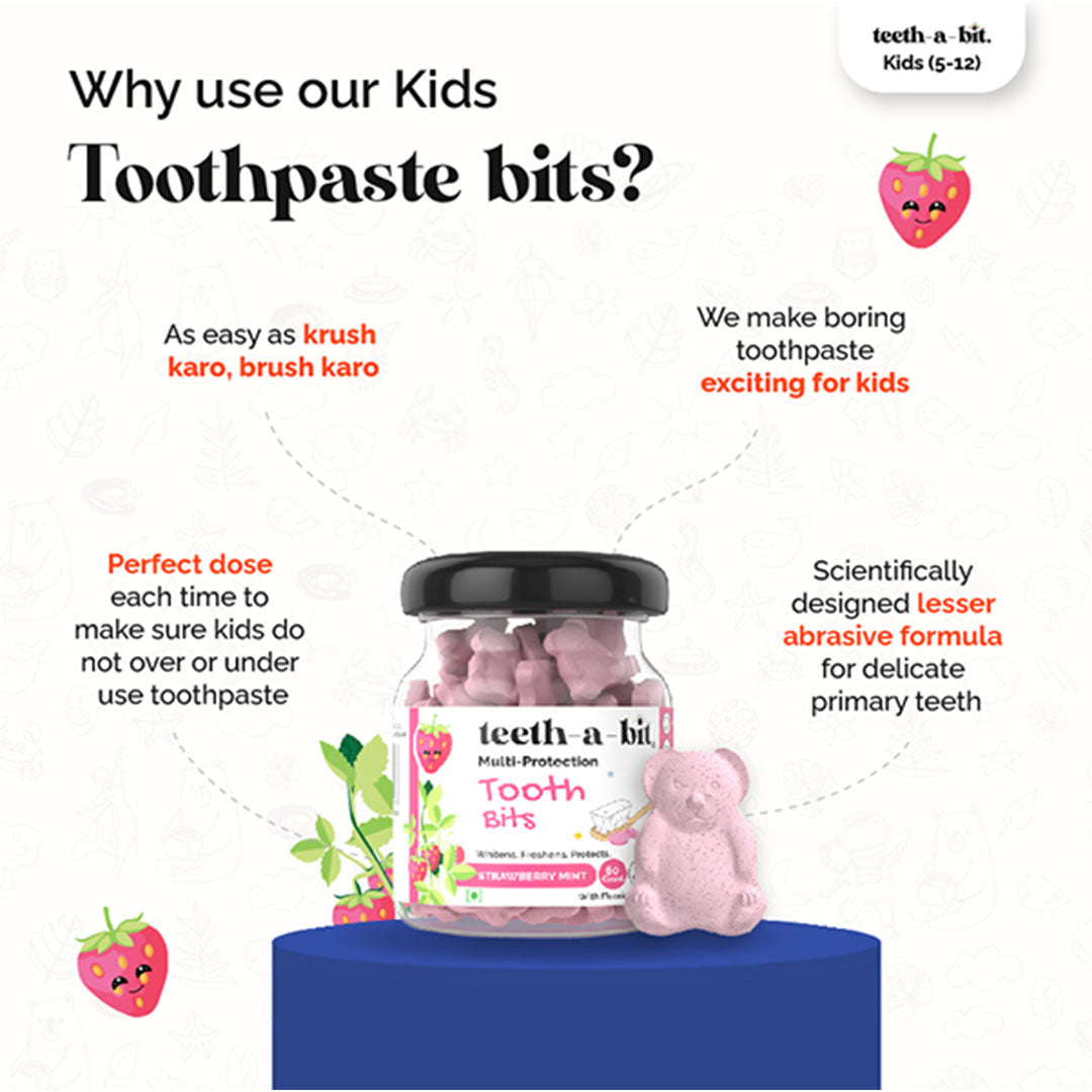 Vanity Wagon | Buy teeth-a-bit Kids Multi-Protection Strawberry Mint Tooth Bits